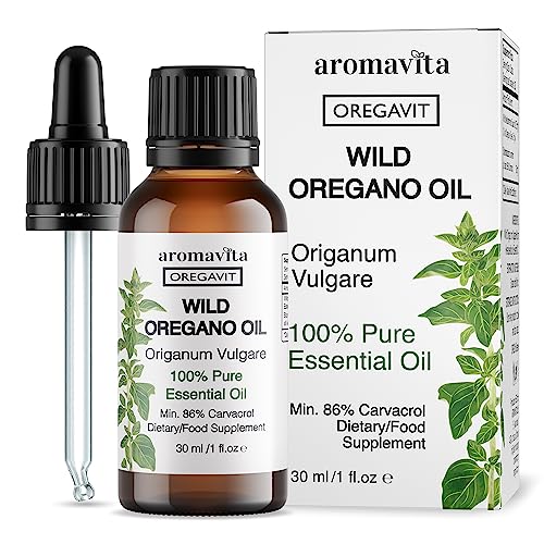 AROMAVITA Oregavit 100% Pure Wild Greek Oregano Oil - 100% Pure Undiluted - 86-90% Carvacrol, High Potency, Immune Support - Plant-Based, Herbal Supplement - Vegan, Non GMO, Gluten Free, 1fl. oz/30ml