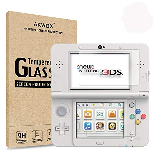 [2-Pack] Akwox for New 3DS Tempered Glass Top LCD Screen Protector with HD Clear Crystal PET Buttom LCD Screen Protective Filter (Not for 3DS)