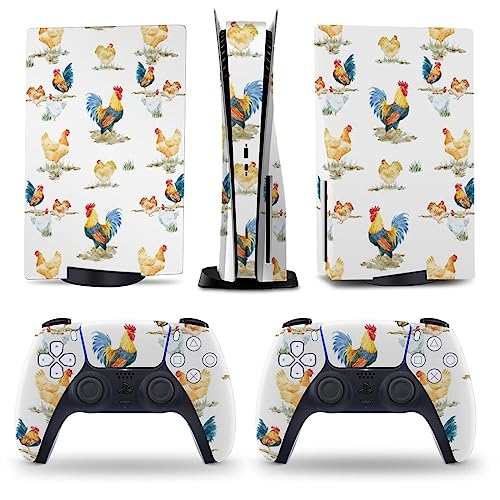 AoHanan Chickens and A Rooster 5 Skin Console and Controller Accessories Cover Skins Anime Vinyl Cover Sticker Full Set for 5 Disc Edition