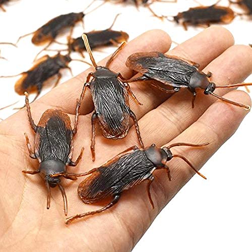 Ksquares Prank Fake Roaches, Favorite Trick Joke Toys Look Real, Scary Insects Realistic Plastic Bugs, Novelty Cockroach for Party, Christmas, Halloween