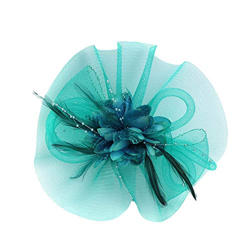 Mens Top Hats Black Women N Ribbons Feathers Wedding Fashion and Y Hat Pen Mesh Fascinator Party (Blue, One Size)