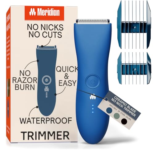 MERIDIAN Bikini Trimmer for Women and Body Hair Trimmer for Men - No Nick, No Cut, No Razor Burn Pubic, Groin and Body Shaver - Waterproof & Rechargeable Electric Full Body Groomer - Ocean