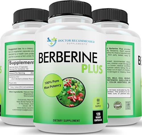 DOCTOR RECOMMENDED SUPPLEMENTS Berberine Plus 1200mg Per Serving - 120 Veggie Capsules with Royal Jelly