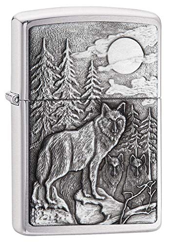 Zippo Timberwolves Brushed Chrome Pocket Lighter, Silver, One Size, Model Number: 20855