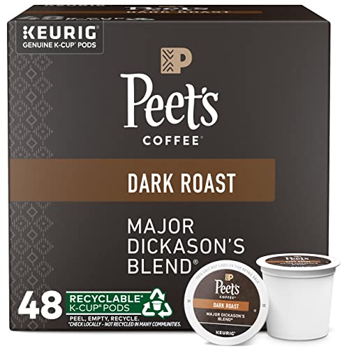 Peet's Coffee, Dark Roast K-Cup Pods for Keurig Brewers - Major Dickason's Blend 48 Count (1 Box of 48 K-Cup Pods)