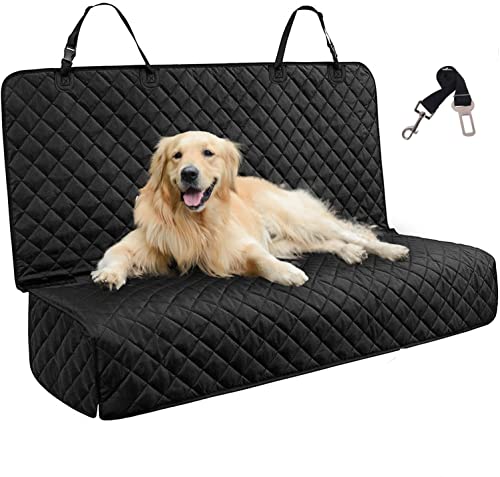 JSTHT Dog Car Seat Covers for Back Seat Waterproof Bench Seat Cover Protector Nonslip Durable Soft Pet Back Seat Covers for Car, Truck, & SUV (Black)