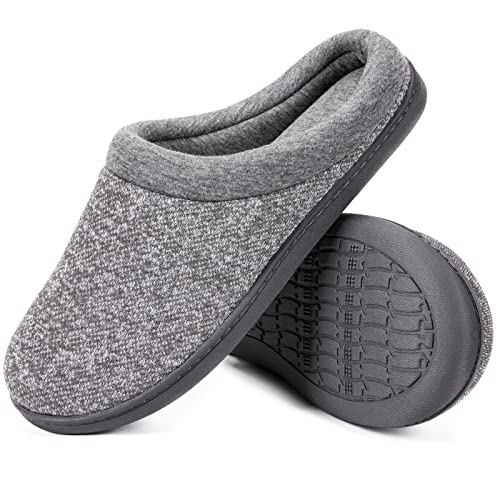 HomeTop Women's Comfort Slip On Memory Foam Slippers French Terry Lining House Slippers w/Durable Sole (Medium / 7-8 B(M) US, Light Gray)