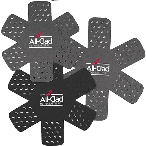 All-Clad Premium Cookware Protectors: Pot and Pan Protectors for Kitchen Organization - Perfect for Cast Iron, Steel, or Glass, (3-Piece), Black/Grey
