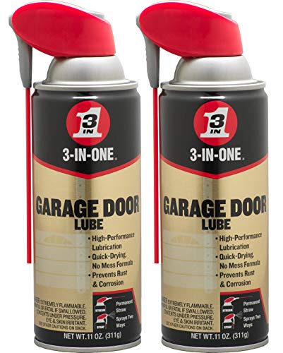 3-IN-ONE Professional Garage Door Lubricant with Smart Straw Sprays 2 Ways, 11 OZ Twin Pack, 100584, Clear