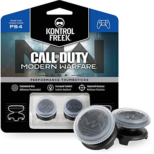 KontrolFreek Call of Duty: Modern Warfare - A.D.S. Performance Thumbsticks for PlayStation 4 (PS4) | 2 High-Rise, Concave | Transparent/Black