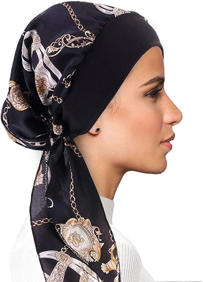 FADACHY Chemo Headwear for Women Headwear with Soft Silk Head Scarf,Floral Elastic Hair Scarf Cancer Cap Turbans Headwraps for Woman Ladies Hair Loss Summer