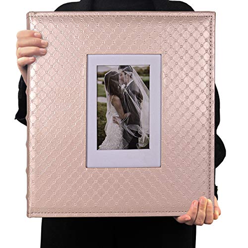 RECUTMS Photo Album 4x6 600 Photos Black Inner Page Button Grain Leather Big Capacity Pockets Pictures Album Birthday Christmas Photo Albums Wedding Anniversary Holiday Gift (Light Champagne)