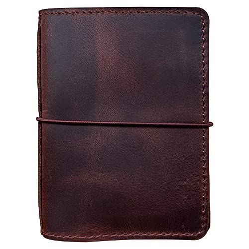 newestor Travelers Notebook Cover with Inner Pockets, Card Slots and Pen Holder, Passport Size, Dark Brown
