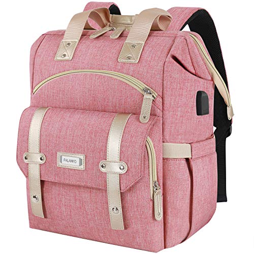FALANKO Backpack for Women,Wide Open Work Large USB Charging Port Student Bookbag for 15.6 Inch Laptop,Doctor Teacher Nurse College School Travel Bag