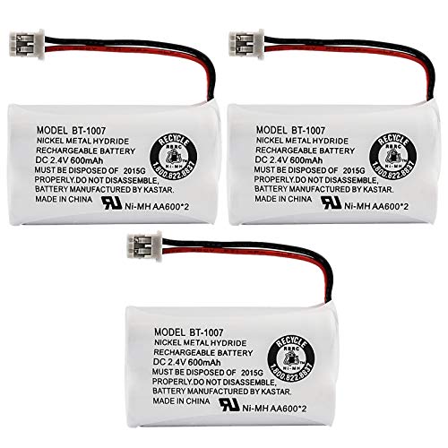 New! Genuine Uniden BBTY0651101 BT-1007 NiMH 600mAh DC 2.4V Rechargeable Cordless Telephone Battery (3-Pack)