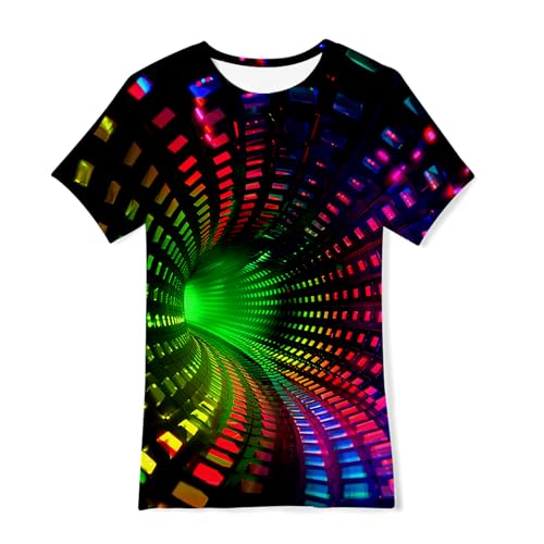 Youth Big Boys Girls 3D Hole Shirts Cool Illusion Graphic Tee Spiral T-Shirts Active Tshirts Size 9-12 Years