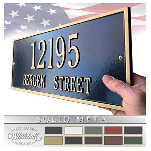 Whitehall Personalized Cast Metal Address plaque - The Hartford Plaque. Made in the USA. BEWARE OF IMPORT IMITATIONS. Display your address and street name. Custom house number sign.