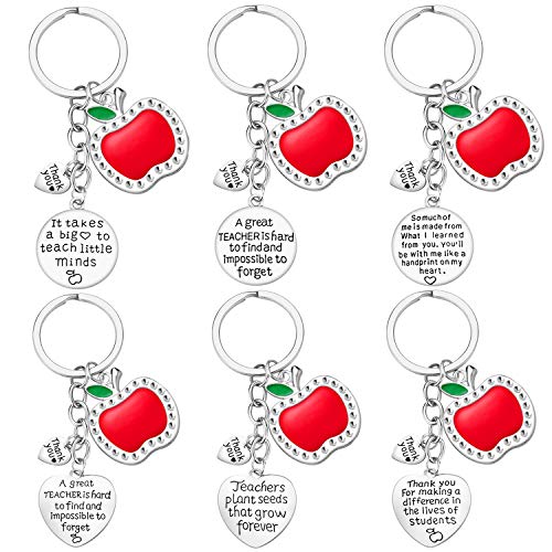 iJuqi Teacher Gifts for Women - 6PCS Teacher Keychain Teacher Appreciation Gifts, Thank You Gifts for Birthday Valentine's Day Christmas Gifts for Teachers