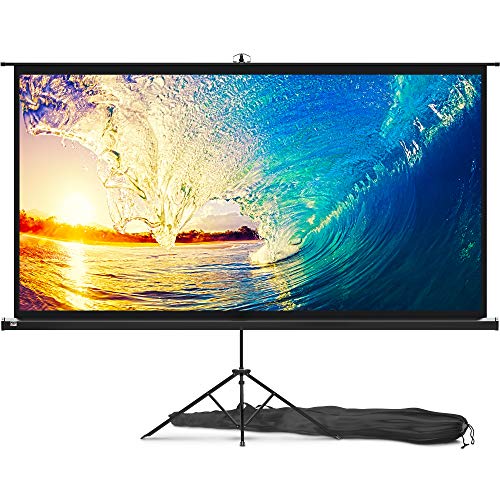 PropVue Projector Screen with Stand 100 inch - 16:9 HD Premium Wrinkle-Free Tripod Screen for Projector with Carry Bag and Tight Straps