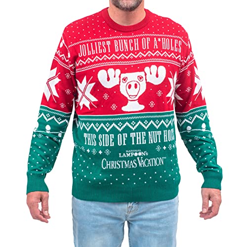 Ripple Junction Christmas Vacation Jolliest Bunch of A*Holes Red and Green Ugly Christmas Sweater