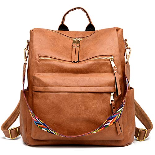 ZOCILOR Fashion Backpack Purse for Women Multipurpose Design Convertible Satchel Handbags and Shoulder Bag PU Leather Travel bag (Brown)