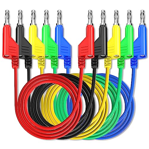 Goupchn 5PCS Stackable Banana to Banana Plug Test Leads Soft Electrical Test Cable Wire 3.3ft/1m for Multimeter 1000V 15A