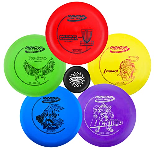 Innova Disc Golf Starter Set –Colors May Vary 160-180g – Disc Golf Putter, Disc Golf Driver, Mid-Range, Frisbee Golf Disc Set, Beginner Disc Golf Set