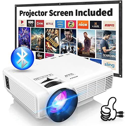 Latest Upgraded 7500Lumens Mini Projector, Full HD 1080P 170' Display Supported TV Stick, Smartphone, USB, SD Card Supported, Great for Home Theater Movies
