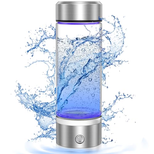 Bntuk Hydrogen Water Bottle, Portable Rechargeable Hydrogen Water Bottle Generator [Gifts for Him Her], Hydrogen Water Machine for Home Travel Office Exercise (Silver)