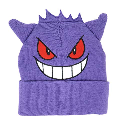 Bioworld Pokemon Gengar Embroidered Cuff Beanie Cap Hat One Size Licensed New Purple