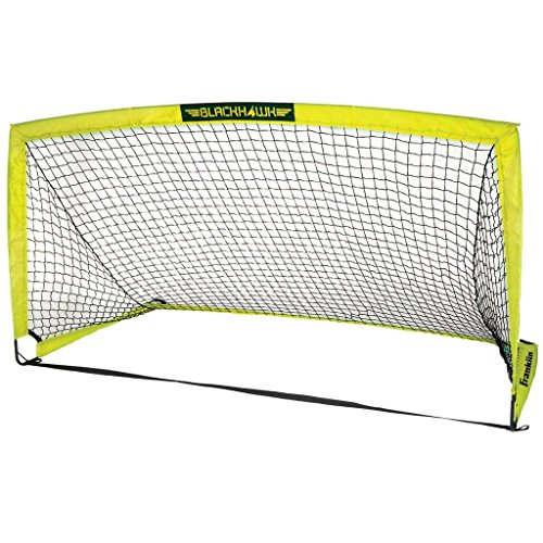 Franklin Sports Blackhawk Backyard Soccer Goal - Portable Kids Soccer Net - Pop Up Folding Indoor + Outdoor Goals - 9' x 5'6' - Optic Yellow