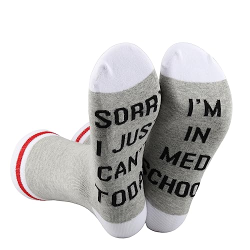 CENWA 1 Pair Sorry I Just Can’t Today I'm in Med Socks Gifts Medical Student White Coat Gift Doctor Appreciation Gift (in med)