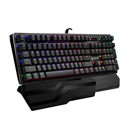 Bloody Gaming B975 Light Strike Optical Gaming Computer Keyboard |Instant Actuation | Spill-Resistant Design | RGB LED Backlit Keyboard | Tactile & Clicky Feedback | Ergonomic Detachable Wrist-Rest