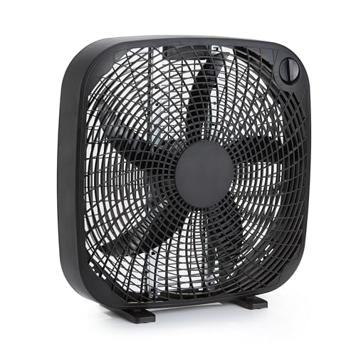 Amazon Basics 20-Inch Box Fan - 3 Speeds, 5 Blades, Lightweight Design, Black, 67 Watts, 6.8'D x 20.86'W x 21.33'H