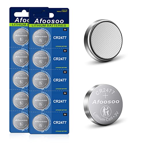 CR2477 3v Lithium Battery Coin - 10 Pack CR 2477 Batteries for Ecobee Sensor Remote Smart Thermostat Room Temperature Hidrate Spark Water Bottle Govee SmartThings Motion Detectors Thermometer Sensor