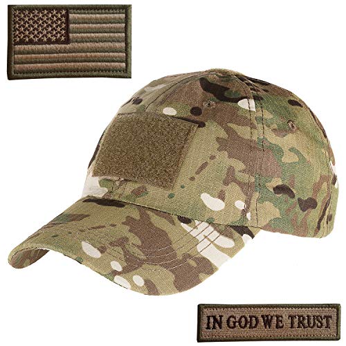 Lightbird Multicam Tactical Hat with 2 Pieces Military Patches, Adjustable Operator OCP US Flag Hats Cap