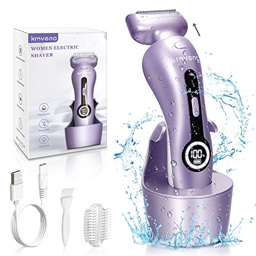 Electric Shaver for Women Electric Razor for Womens Bikini Legs Underarm Public Hairs Rechargeable Trimmer with Detachable Head Cordless Wet Dry Use