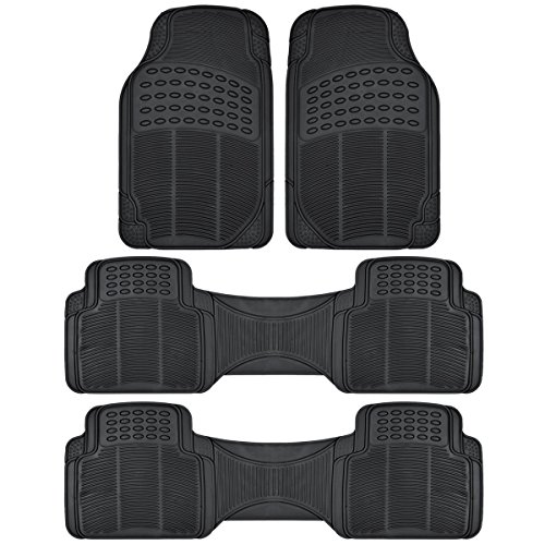 BDK Car SUV and Van Floor Rubber Mats - 3 Rows 4 Pieces, Heavy Duty All Weather Protection (Black),Small - MT-783-781-BK_AMZCD