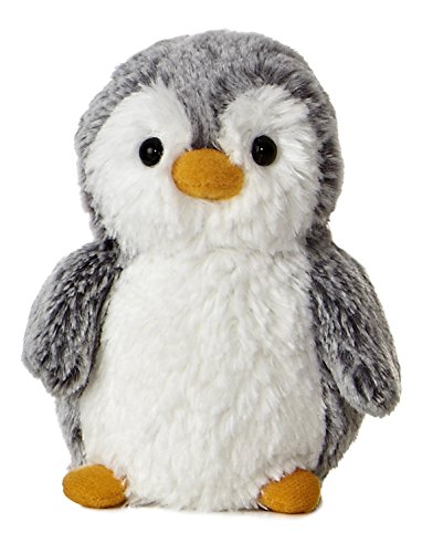 Aurora Playful Pompom Penguin Mini Stuffed Animal - Vibrant Companions - Endless Fun - Gray 6 Inches