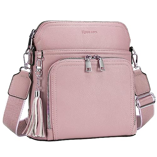 Roulens Crossbody Purse for Women,Lightweight Medium Crossbody Bag Soft Leather Women's Shoulder Handbags with Tassel