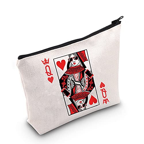 LEVLO Queen of Hearts Cosmetic Make Up Bag King and Queen Gift Blackjack Cards Poker Makeup Zipper Pouch Bag(Queen of Hearts Bag)