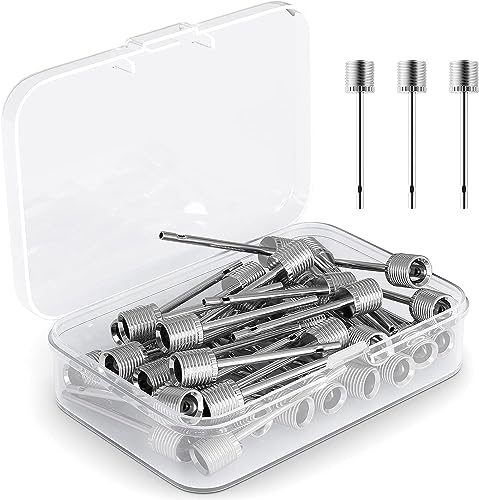 Motorenbau Air Pump Needle 35pcs, Ball Inflation for Basketball, Football, Soccer, Volleyball or Rugby Balls Replacement Pin Inflating with Storage Box Silver