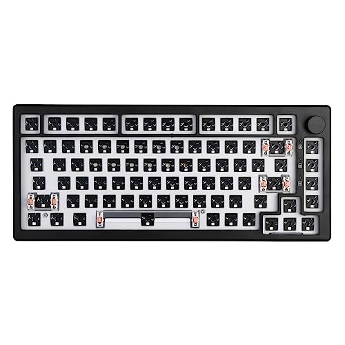 EPOMAKER Aura75 75% Mechanical Keyboard Kit, Hot Swappable 2.4Ghz/Bluetooth 5.0/USB-C Wired Wireless Gaming DIY Kit, with Silicone Pad, 3000mAh Battery, South-Facing RGB Backlight for Win/Mac(Black)