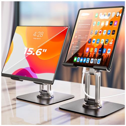 LISEN for iPad Stand Holder Adjustable Tablet Stand for Desk, Portable Monitor Stand Tablet Holder Travel Must Haves 2024 iPad Pro Holder Essentials for Tablets/Monitor/PS/Switch iPhone 15.6'-4.7'