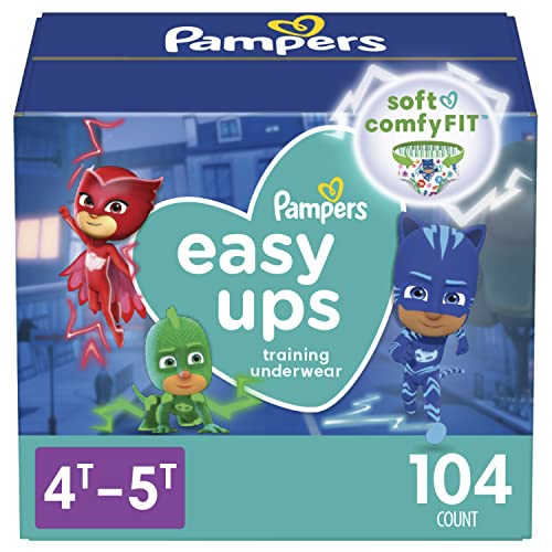 Pampers Easy Ups Boys & Girls Potty Training Pants - Size 4T-5T, One Month Supply (104 Count), Training Underwear (Packaging May Vary)