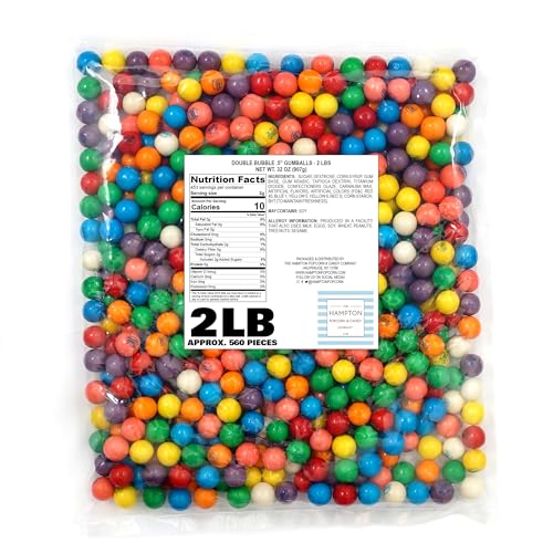 Gumballs for Gumball Machine, 0.5 Inch Mini Gumballs, Approx. 560 Pieces, 2lb Bulk Bag, Dubble Bubble Assorted Fruit Flavored Bubble Gum, Gumball Machine Refills