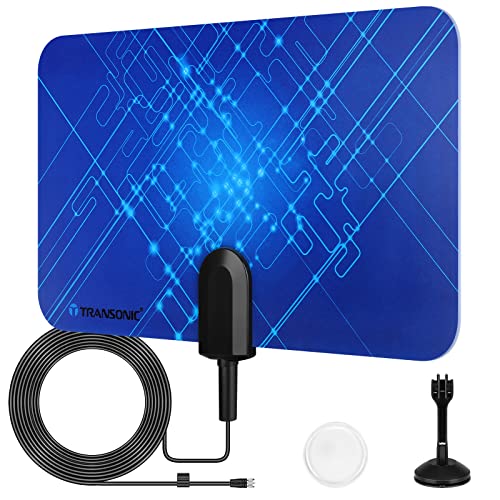 Transonic B100 Indoor Digital Flat TV Antenna, 360º Reception, Support HD Channels for All Type of Digital TV, Digital Converter Box and PCI/USB TV Tuner.