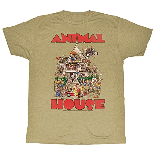 Animal House 1970's College Frat Movie Delta Party House Poster Adult T-Shirt Brown