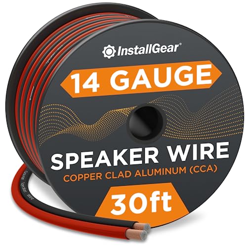 InstallGear 14 Gauge Speaker Wire Cable (30 Foot) - 14 AWG True Spec and Soft Touch Cable - Speaker Cable Wire - Car Speakers Stereos, Home Theater Speakers, Surround Sound, Radio - Red/Black