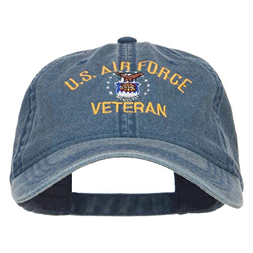 e4Hats.com US Air Force Veteran Military Embroidered Washed Cap - Navy OSFM